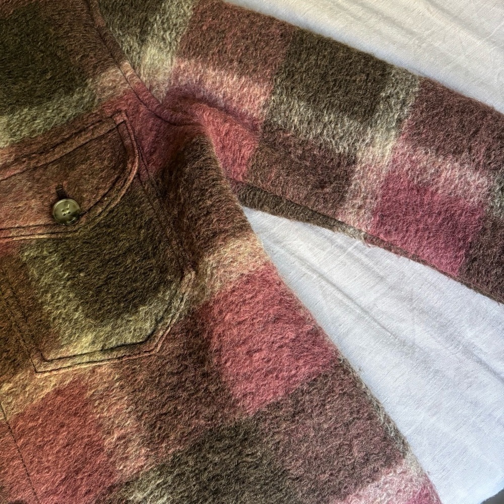 Aritzia Wilfred Free The Ganna Jacket Wool Blend Size XS Brown Pink Cream Plaid - Picture 8 of 8